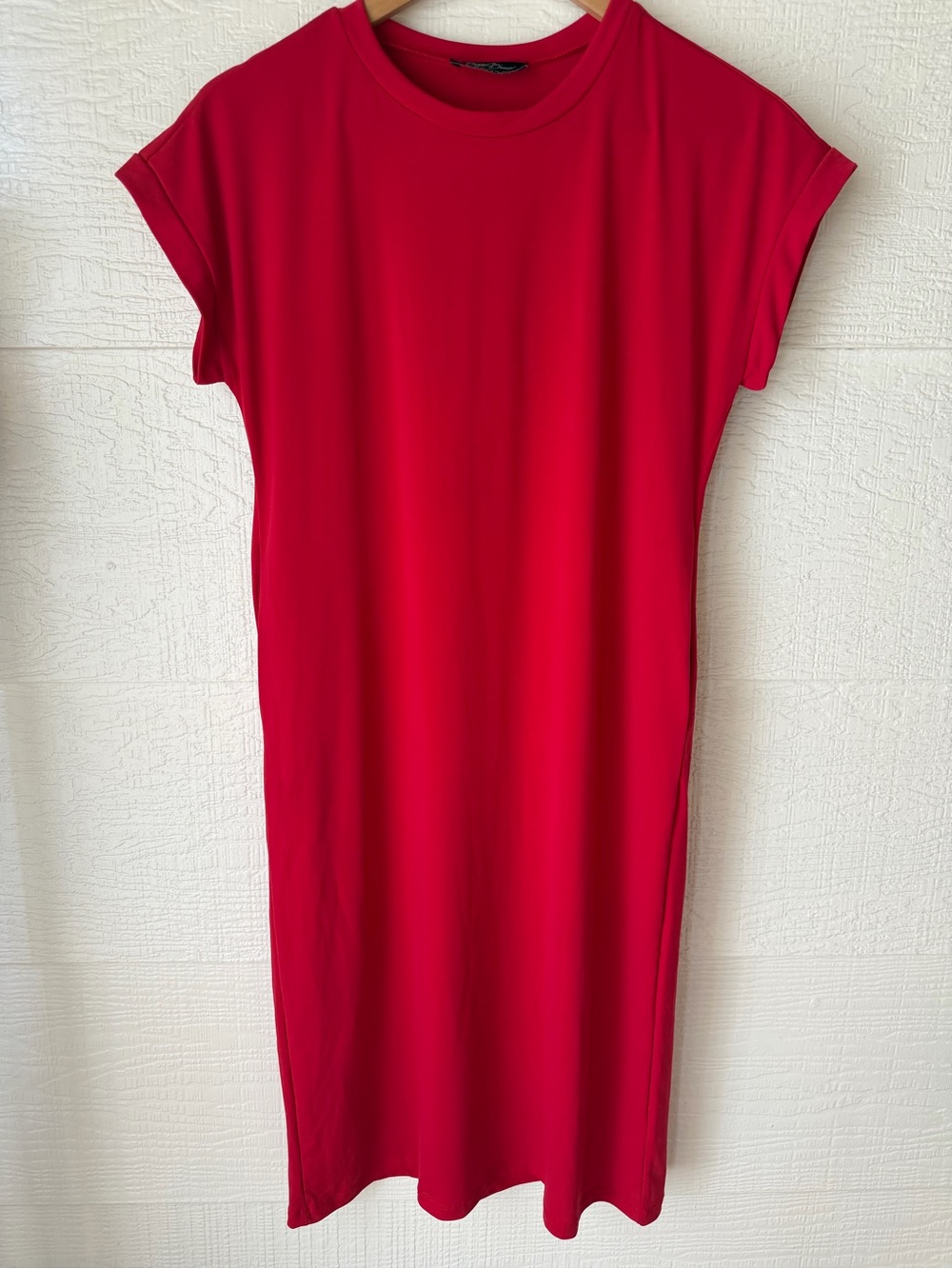 Brigitte Brianna Red Short Sleeve T-Shirt Dress with Pockets Size S